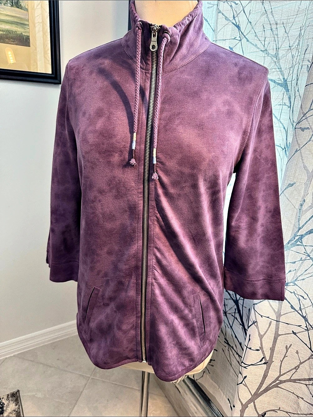 Weekends by Chico's Fabulous Zip Jacket in Purple Size Small NWT